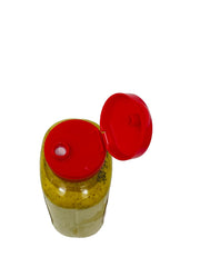 Ba-Tampte Mustard pantry display; convenient 12 oz bottles for everyday use.