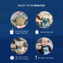 Backpacker's Pantry emergency meal kit packed for shelf-stable camping or outages