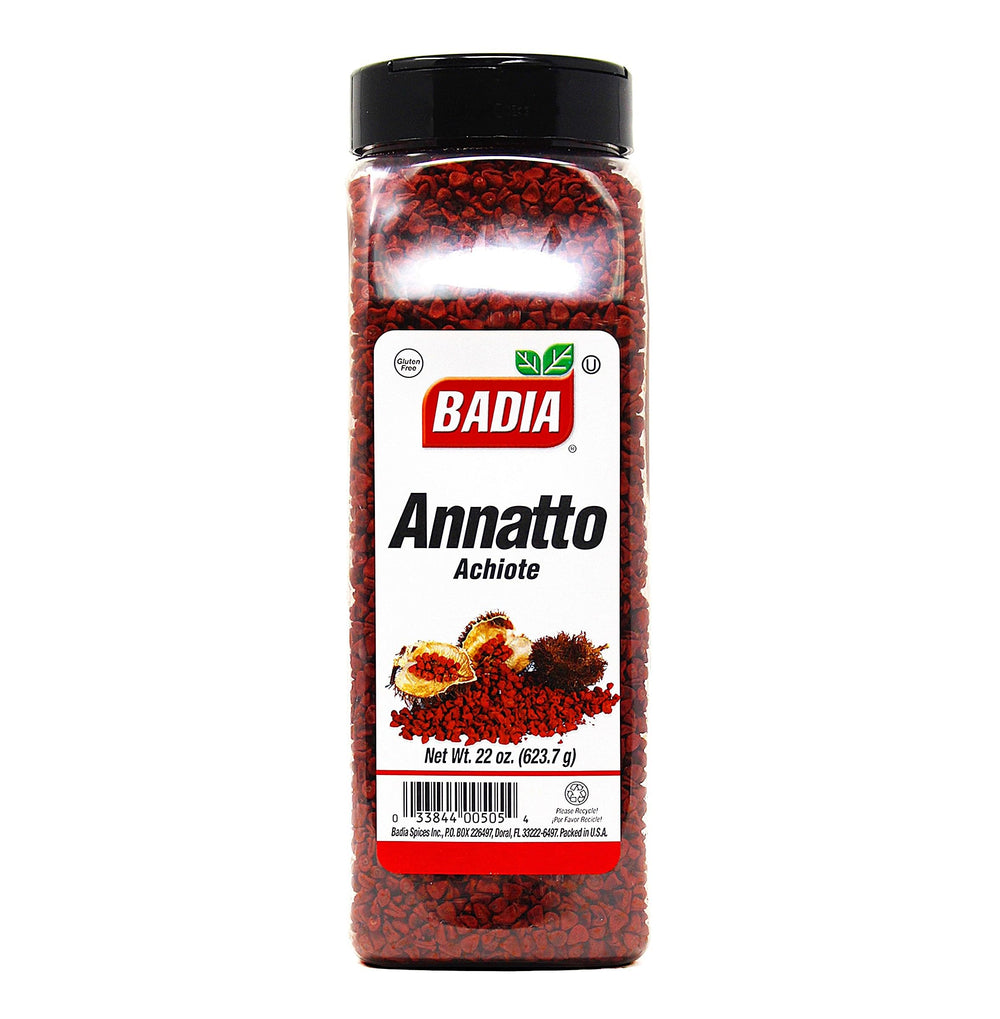 Badia annatto seeds whole 22oz jar shows authentic color for rice and stews