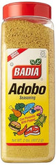 Badia Adobo seasoning on a spoon illustrating versatile use for vegetables