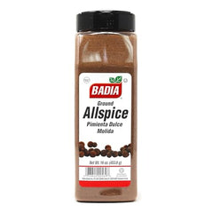 Badia allspice powder in glass bottle for marinades and savory dishes