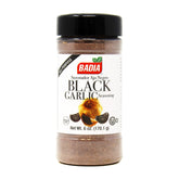 Badia Black Garlic Seasoning bottle close-up showcasing rich umami for meats