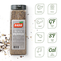 Badia Black Pepper Table Grind close-up of pepper grains