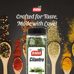 Badia Cilantro Flakes spoon-dispense close-up for easy seasoning