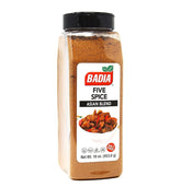 Badia Five Spice bottle label showcases authentic blend ideal for pan sauces