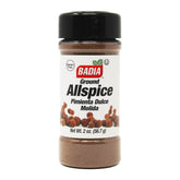 Badia ground allspice jar front view, warm flavor for baking.