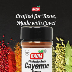 Close-up of Badia Ground Cayenne Pepper powder texture for sauces and marinades