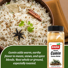 Badia ground cumin powder in a bowl ready to enrich sauces.