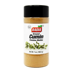 Badia ground cumin powder jar close-up highlighting warm earthy aroma for curries