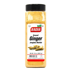 Badia ground ginger powder packaging highlighting premium quality and aroma.