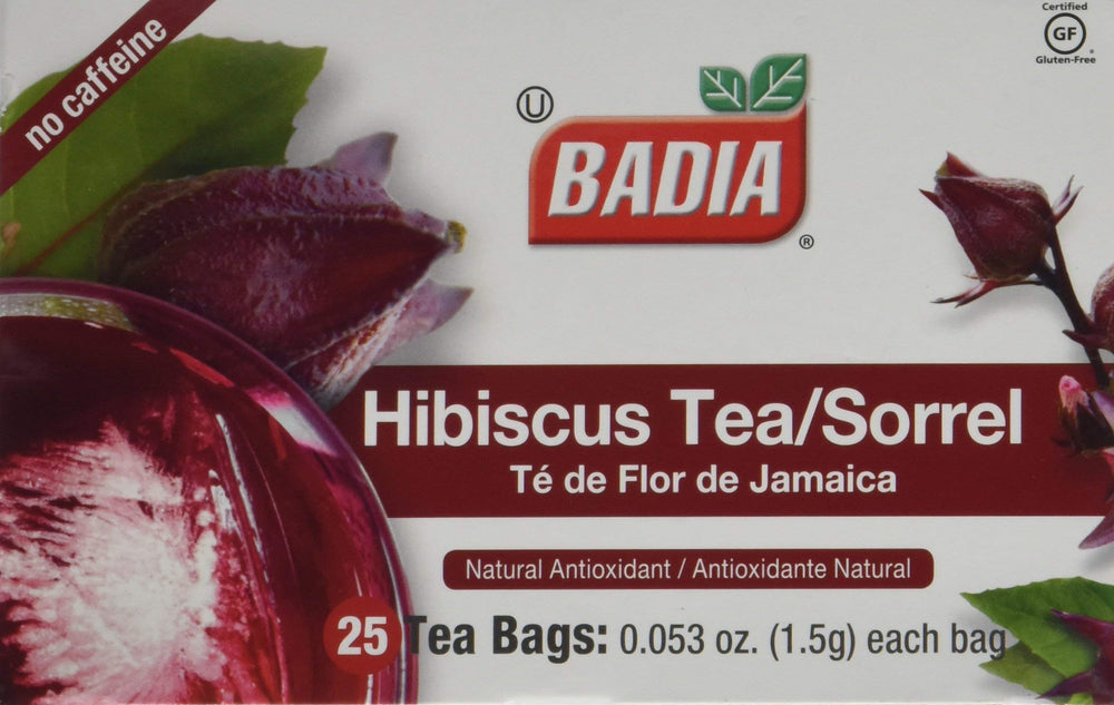 Badia hibiscus tea bags ready for a refreshing daily brew.