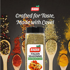 Badia Italian Seasoning dried herbs closeup ready for everyday seasoning.