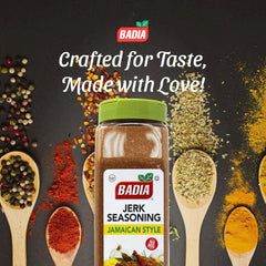 Badia Jerk Seasoning on grilled chicken highlighting bold, smoky flavor.