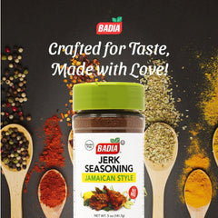 Badia Jerk Seasoning Jamaican Style jar close-up with rich spices for marinating