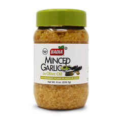 Badia minced garlic in olive oil 8 oz jar ready to sauté without peeling.