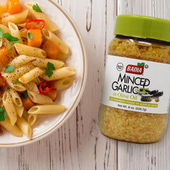 Sizzle of Badia minced garlic in olive oil in a pan.