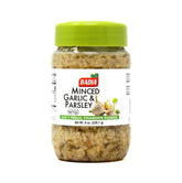 Badia Minced Garlic & Parsley bottle adds ready-to-use savory flavor to meals.