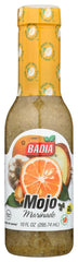 Badia Mojo Marinade bottle pour showing versatile grilling use