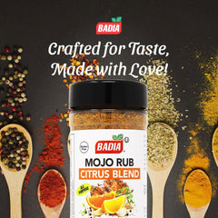 Badia Mojo Rub Citrus Blend on a grilled steak for a tangy crust