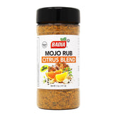 Badia Mojo Rub Citrus Blend jar showcasing citrus-rich flavor