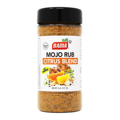 Badia Mojo Rub Citrus Blend jar showcasing citrus-rich flavor