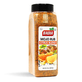 Badia Mojo Rub Citrus bottle on grill ready to season meat