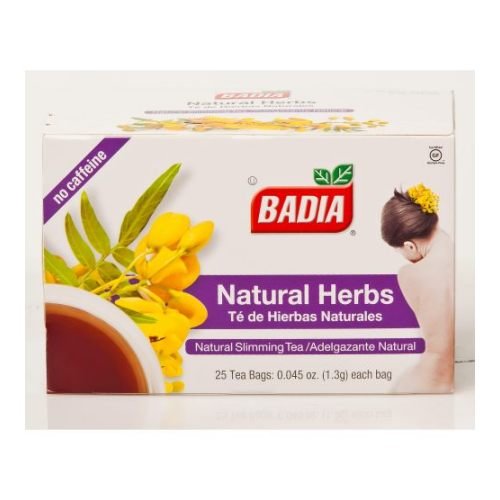 Badia natural herbs tea bags for caffeine-free post-meal digestive comfort.