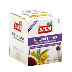 Badia Natural Herbs Tea tea bags pack ready for quick, caffeine-free brewing.