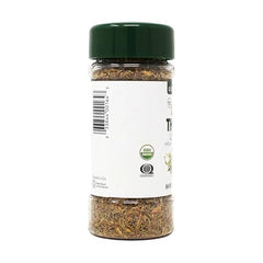 Badia Organic Thyme Leaves closeup highlights earthy, minty notes for soups.