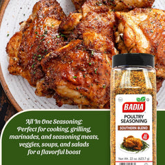 Badia Poultry Seasoning Southern Blend rub on poultry skin for even browning.