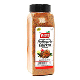 Badia Rotisserie Chicken Seasoning bottle adds rotisserie flavor to chicken.