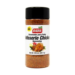 Badia Rotisserie Chicken Seasoning jar close-up highlighting blend for roast poultry
