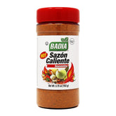 Badia Sazon Caliente bottle pour highlighting bold Latin flavor for meals