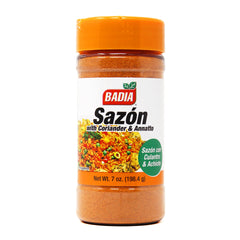 Badia Sazon coriander and annatto bottle top view for authentic Latin flavor