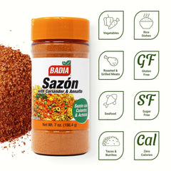 Badia Sazon pour action shot evokes quick flavorful sprinkle