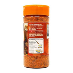 Badia Sazón Tropical over rice and beans delivering warm flavor and color