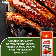 Badia Smoked Paprika on meat dish showing smoky seasoning idea