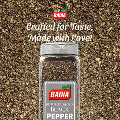Badia black pepper seasoning on meat enhancing aroma and savory depth