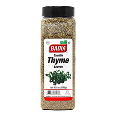 Badia thyme leaves close-up highlighting aromatic, earthy notes ideal for marinades.