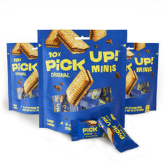 Bahlsen PiCK UP! Minis Original packaging with three bags for on-the-go snacking