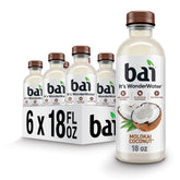 Bai Molokai Coconut bottle front with bold packaging and antioxidant infused hydration.