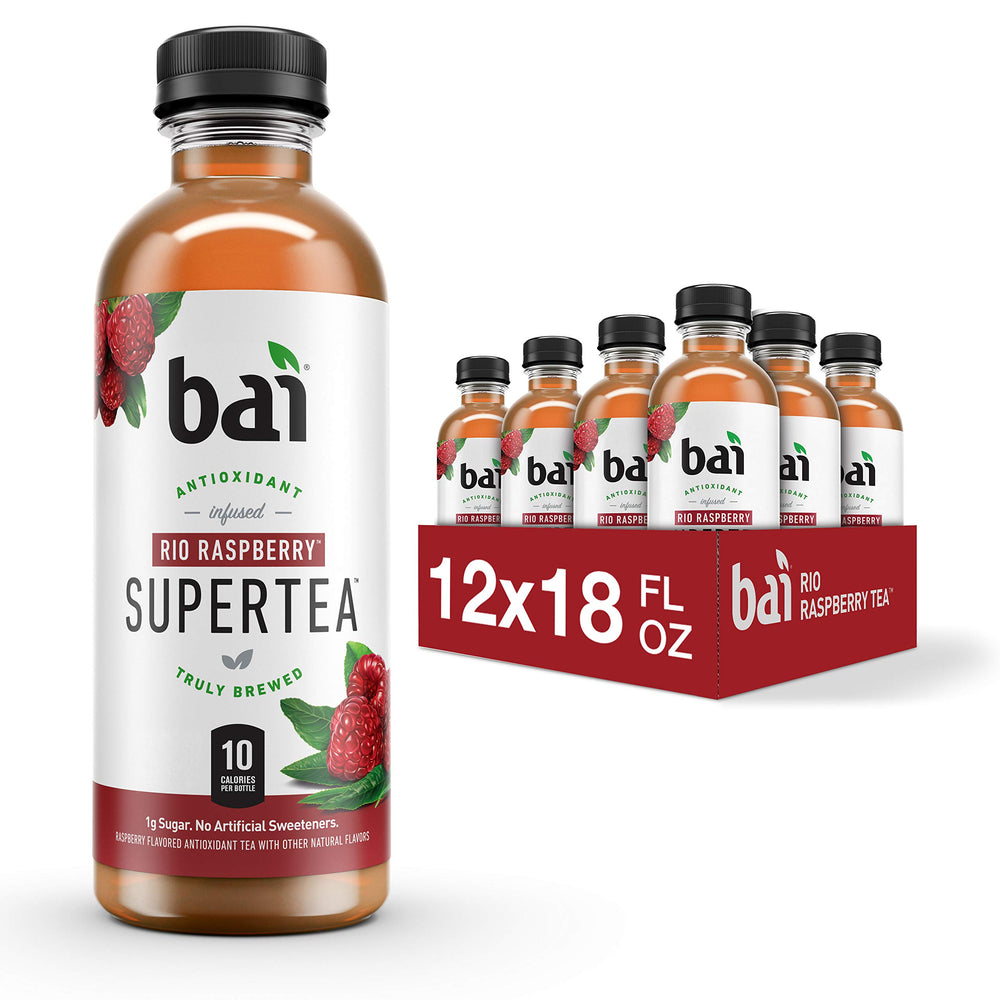 Bai Rio Raspberry bottle front highlights crisp raspberry flavor and low sugar.
