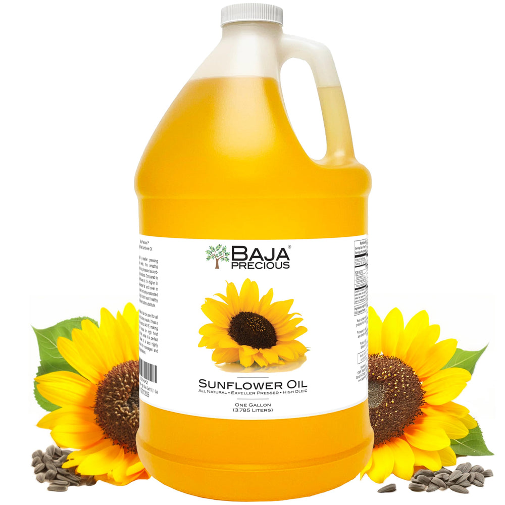 Baja Precious High Oleic Sunflower Oil pour demonstrating versatile cooking for sautéing and dressings.