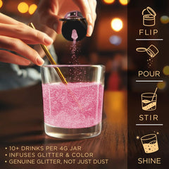 Bakell Brew Glitter Baby Pink color changing glitter in action on a drink.