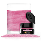 Bakell Brew Glitter pink jar close-up showing edible shimmer for drinks.