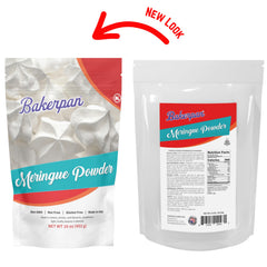 Bakerpan meringue powder used to create glossy royal icing on cookies.