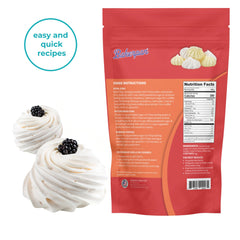 Close-up of Bakerpan meringue powder texture for smooth royal icing.
