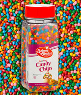 Baker's Choice rainbow candy coated chips in a baking-ready pack.