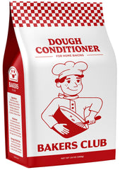 Bakers Club Artisan Dough Conditioner bottle showing smoother, more elastic dough texture