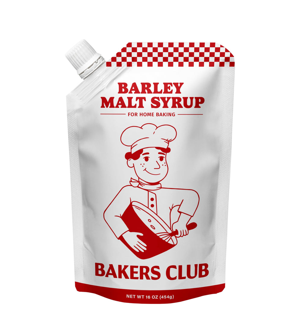 Bakers Club Barley Malt Syrup bottle closeup showing rich malty sweetness for baking.